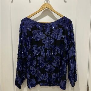 Elegant Blue Sequin Women's Top